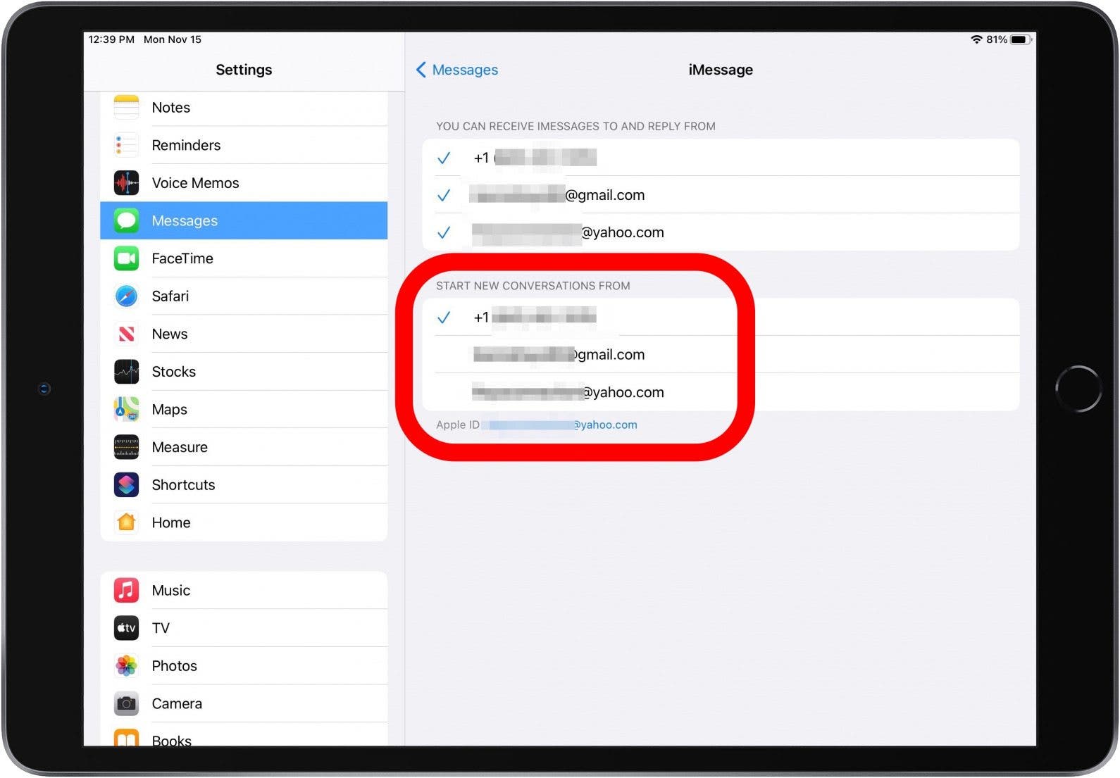 sincronizzare i messaggi con le impostazioni dell